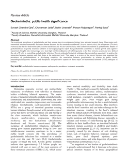 Review Article Geohelminths: Public Health Significance