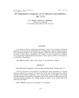 El Imaginario Religioso En El Discurso Periodístico Del 11-S