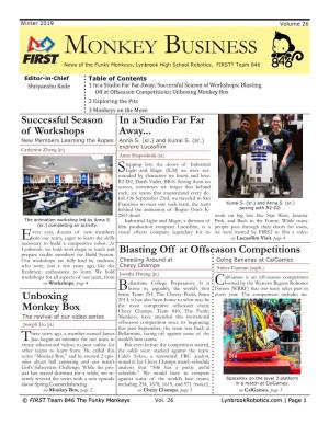 MONKEY BUSINESS News of the Funky Monkeys, Lynbrook High School Robotics, FIRST® Team 846