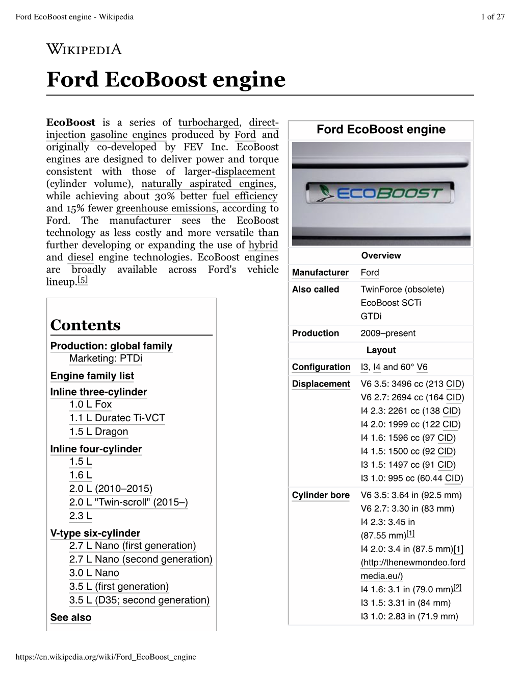 Ford Ecoboost Engine - Wikipedia 1 of 27