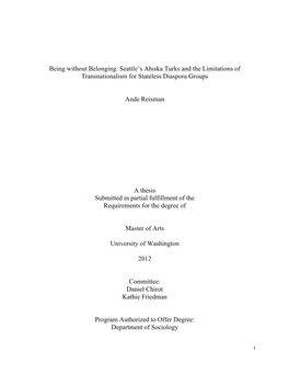 Seattle's Ahıska Turks and the Limitations of Transnationalism For