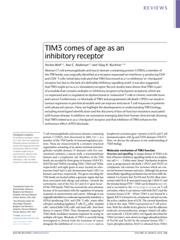 TIM3 Comes of Age As an Inhibitory Receptor