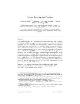 Cobham Recursive Set Functions