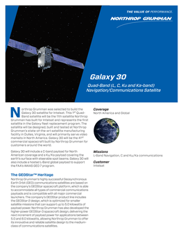 Galaxy 30 Quad-Band (L, C, Ku and Ka-Band) Navigation/Communications Satellite
