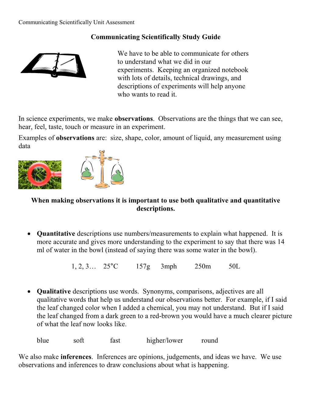 Communicating Scientifically Study Guide