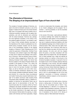The Zhamatun of Horomos: the Shaping of an Unprecedented Type of Fore-Church Hall