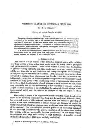 CLIMATIC CHANGE in AUSTRALIA SINCE 1880 by E. L. DEACON