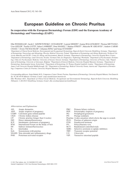 European Guideline on Chronic Pruritus