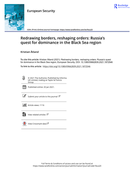 Redrawing Borders, Reshaping Orders: Russia's Quest for Dominance in the Black Sea Region