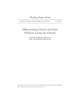Differentiating Church and State (Without Losing the Church)