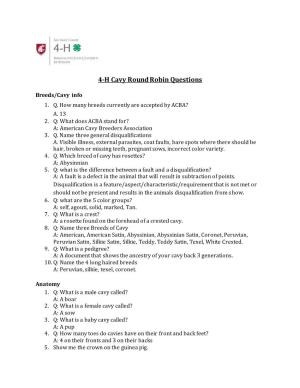 4-H Cavy Round Robin Questions