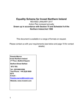 Equality Scheme for Invest Northern Ireland