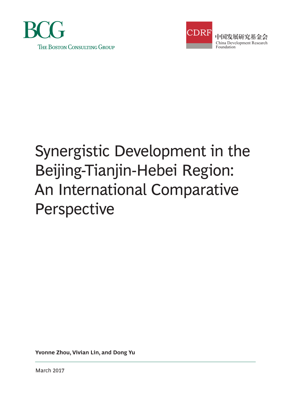 Synergistic Development in the Beijing-Tianjin-Hebei Region: an International Comparative Perspective