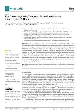 The Genus Haplophyllum Juss.: Phytochemistry and Bioactivities—A Review