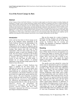 Use of the Forest Canopy by Bats