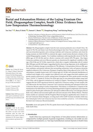 Burial and Exhumation History of the Lujing Uranium Ore Field, Zhuguangshan Complex, South China: Evidence from Low-Temperature Thermochronology