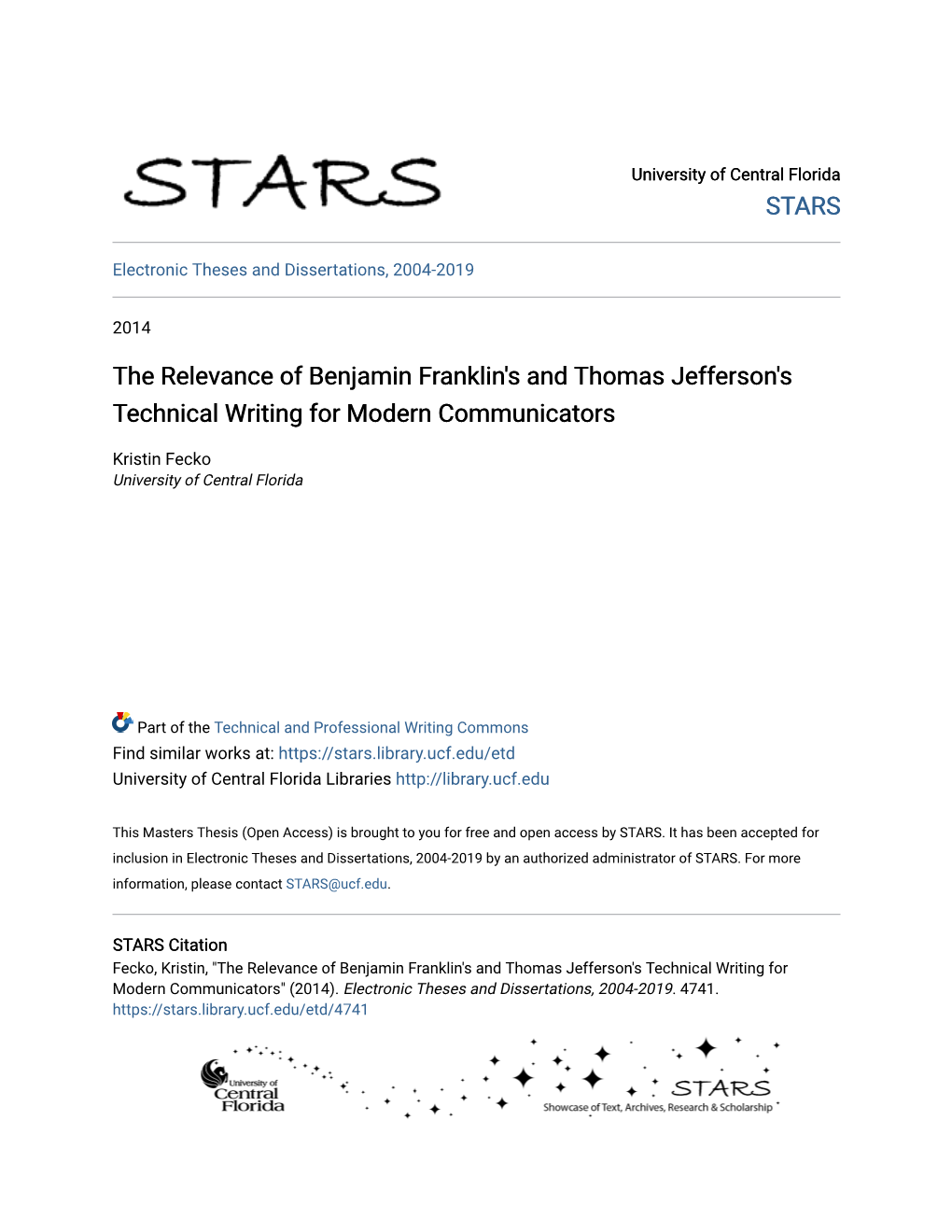 The Relevance of Benjamin Franklin's and Thomas Jefferson's Technical Writing for Modern Communicators