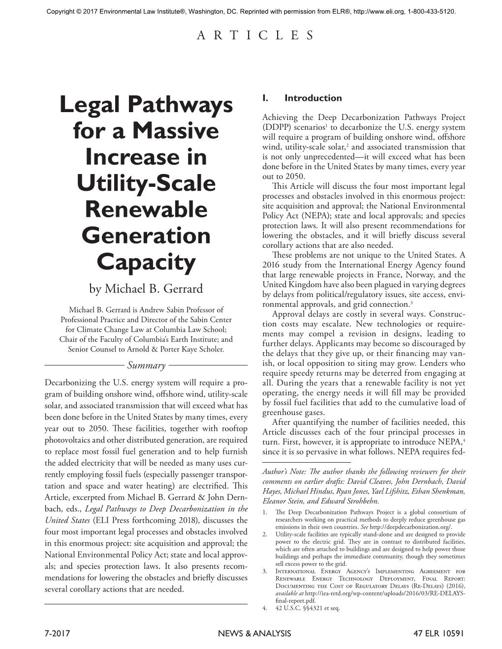 Legal Pathways for a Massive Increase in Utility-Scale Renewable Generation Capacity