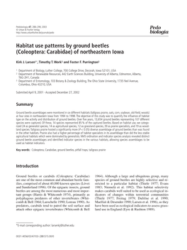 Habitat Use Patterns by Ground Beetles (Coleoptera: Carabidae) of Northeastern Iowa