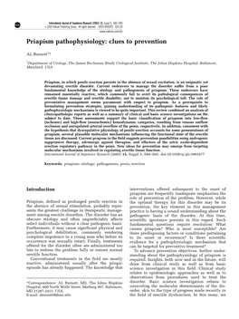 Priapism Pathophysiology: Clues to Prevention