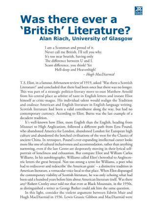 Was There Ever a 'British' Literature?