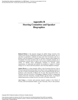 Appendix B Steering Committee and Speaker Biographies