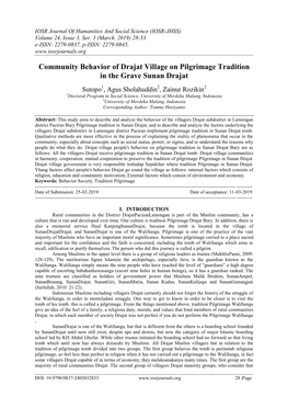 Community Behavior of Drajat Village on Pilgrimage Tradition in the Grave Sunan Drajat