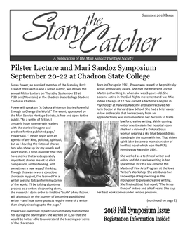 Pilster Lecture and Mari Sandoz Symposium September 20-22 At