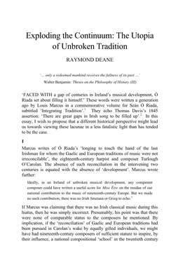 Exploding the Continuum: the Utopia of Unbroken Tradition