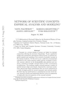 Network of Scientific Concepts: Empirical Analysis and Modeling∗