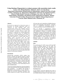 Using Ontology Fingerprints to Evaluate Genome-Wide Association Study Results Lam C