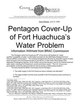 Pentagon Cover-Up of Fort Huachuca's Water Problem