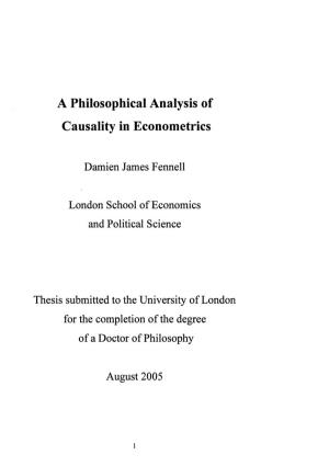 A Philosophical Analysis of Causality in Econometrics