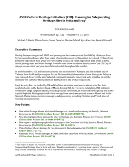 ASOR Cultural Heritage Initiatives (CHI): Planning for Safeguarding Heritage Sites in Syria and Iraq1