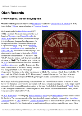 Okeh Records - Wikipedia, the Free Encyclopedia