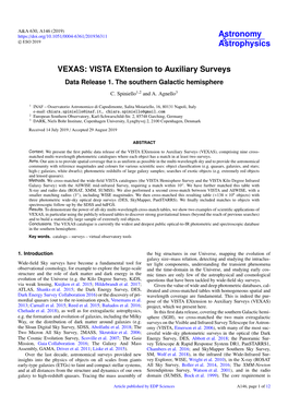 VEXAS: VISTA Extension to Auxiliary Surveys Data Release 1