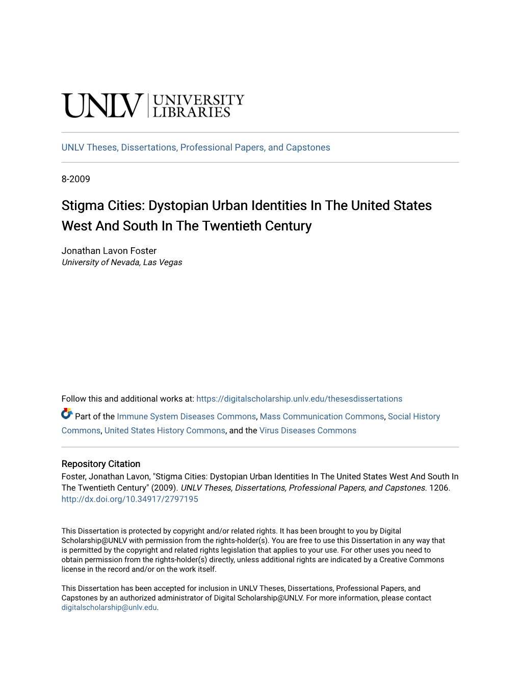 Stigma Cities: Dystopian Urban Identities in the United States West and South in the Twentieth Century