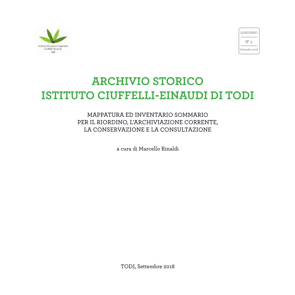 Archivio Storico Istituto Ciuffelli-Einaudi Di Todi