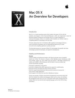 Mac OS X: an Overview for Developers