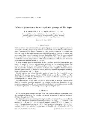 Matrix Generators for Exceptional Groups of Lie Type