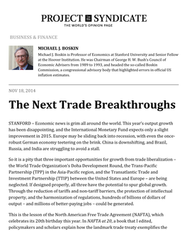 The Next Trade Breakthroughs