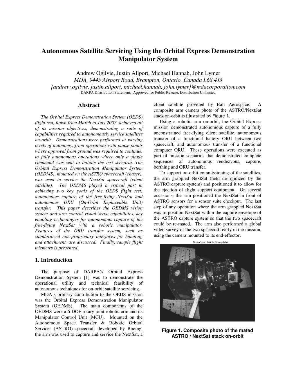 Autonomous Satellite Servicing Using the Orbital Express Demonstration Manipulator System