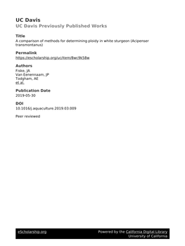 A Comparison of Methods for Determining Ploidy in White Sturgeon (Acipenser Transmontanus)