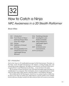 How to Catch a Ninja: NPC Awareness in a 2D Stealth Platformer