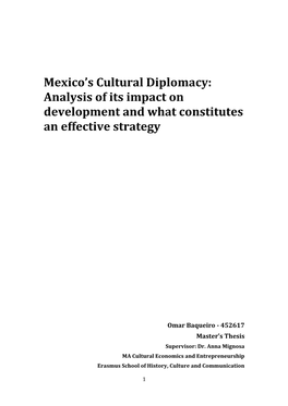 Mexico's Cultural Diplomacy: Analysis of Its Impact on Development And