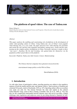 The Case of Tudou.Com