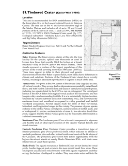 89.Timbered Crater (Keeler-Wolf 1990F) Location This Area Is Recommended for RNA Establishment (Rrna) in the Forest Plan