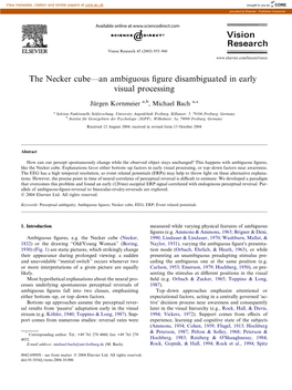 The Necker Cube—An Ambiguous Figure Disambiguated in Early Visual