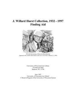 J. Willard Hurst Collection, 1932 - 1997 Finding Aid