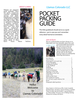 Pocket Packing Guide You Will Find the Following Information